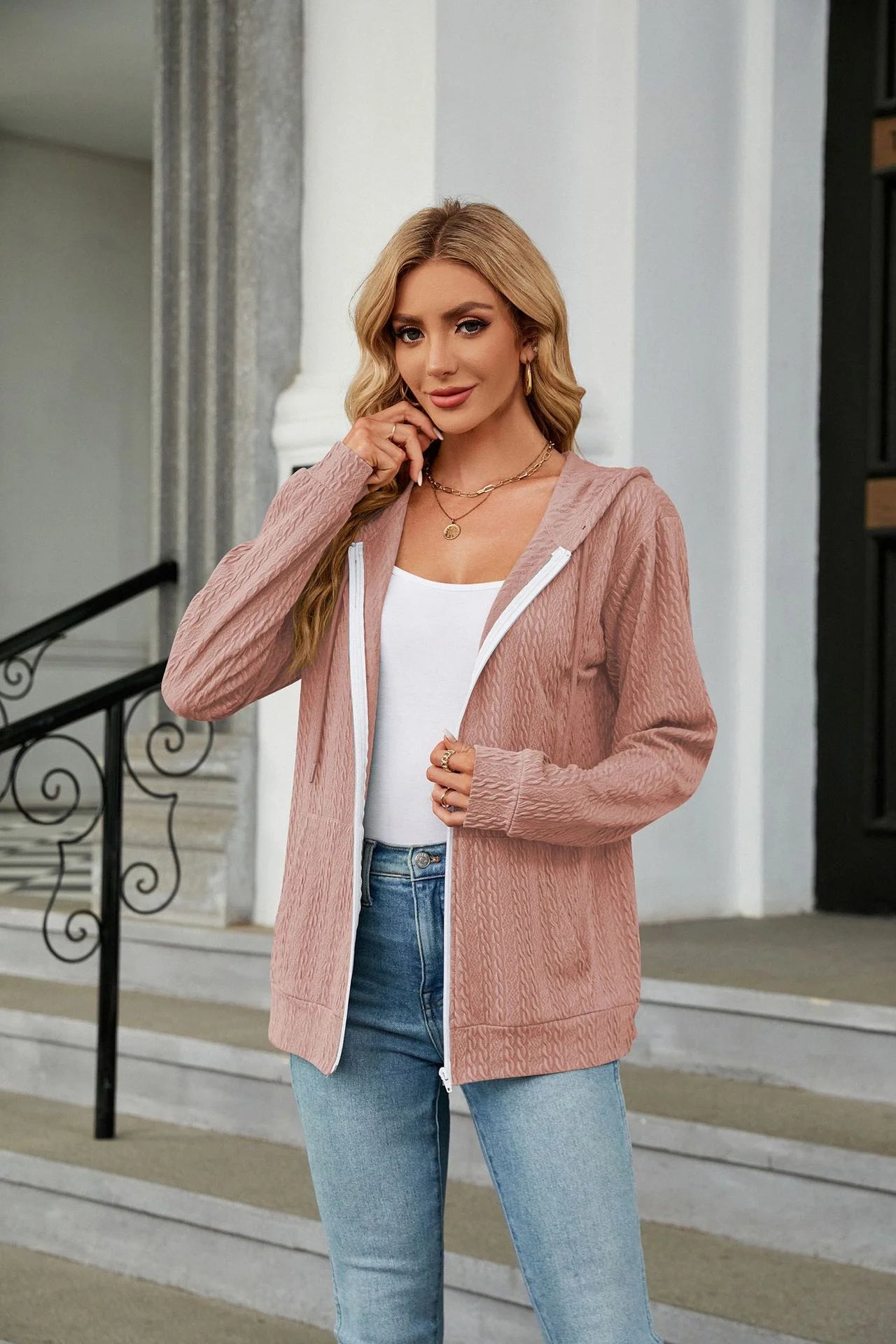 Hooded Zipper Cardigan