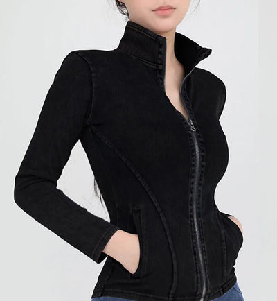 Slim Fit Turtleneck Zipper Jacket