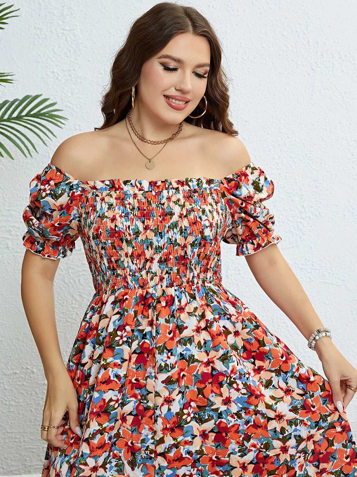 Summer Floral One Shoulder Waist Slimming Dress