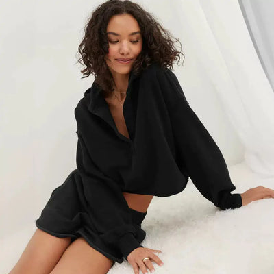 V-Neck Long Sleeve Hoodie