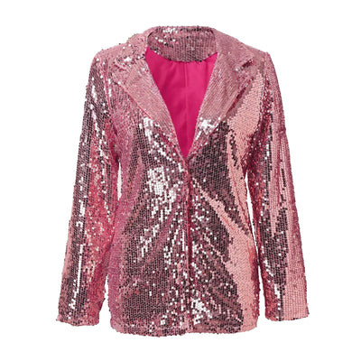 Long Sleeve Lapel Sequin Jacket