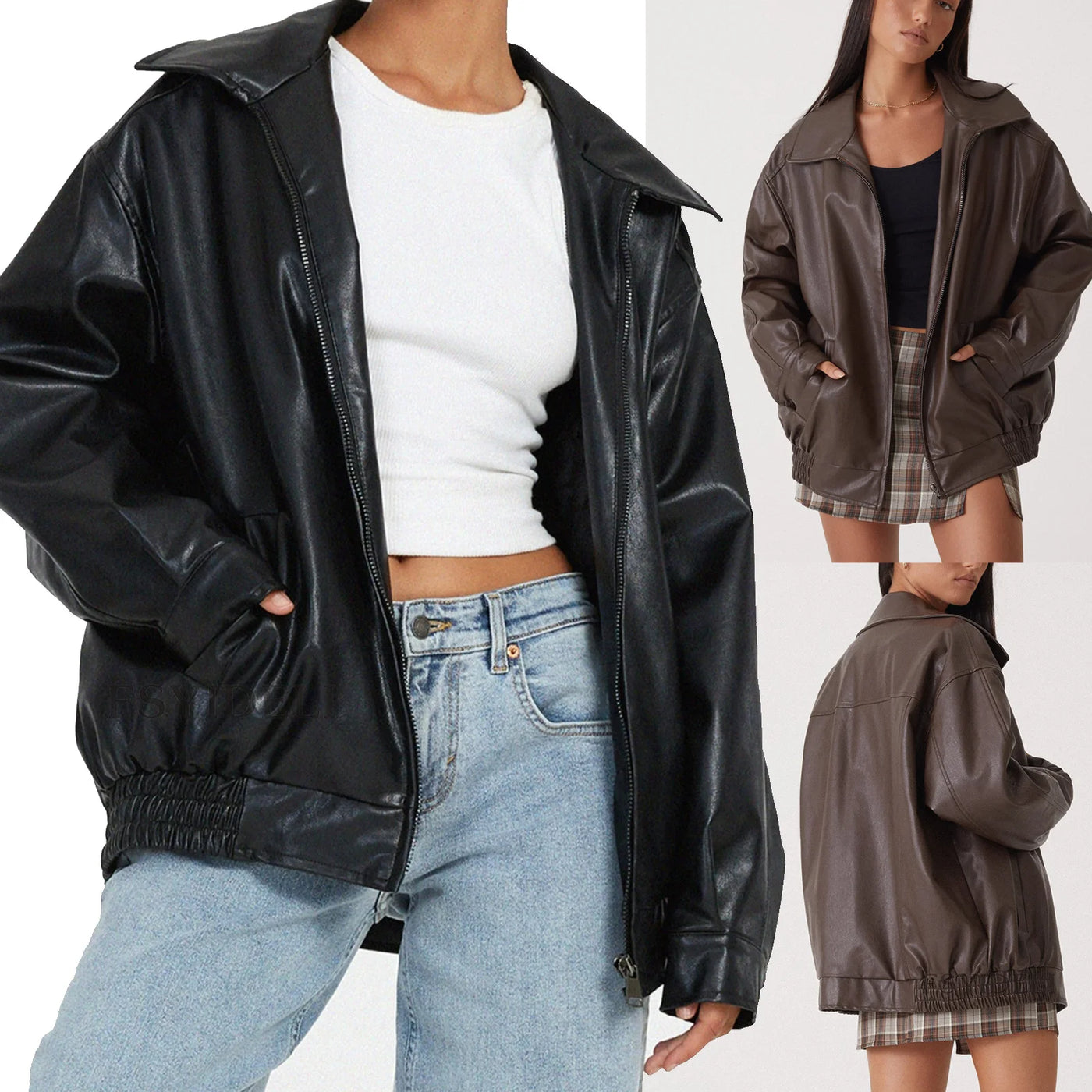 Women’s Pu Leather Jacket Motorcycle