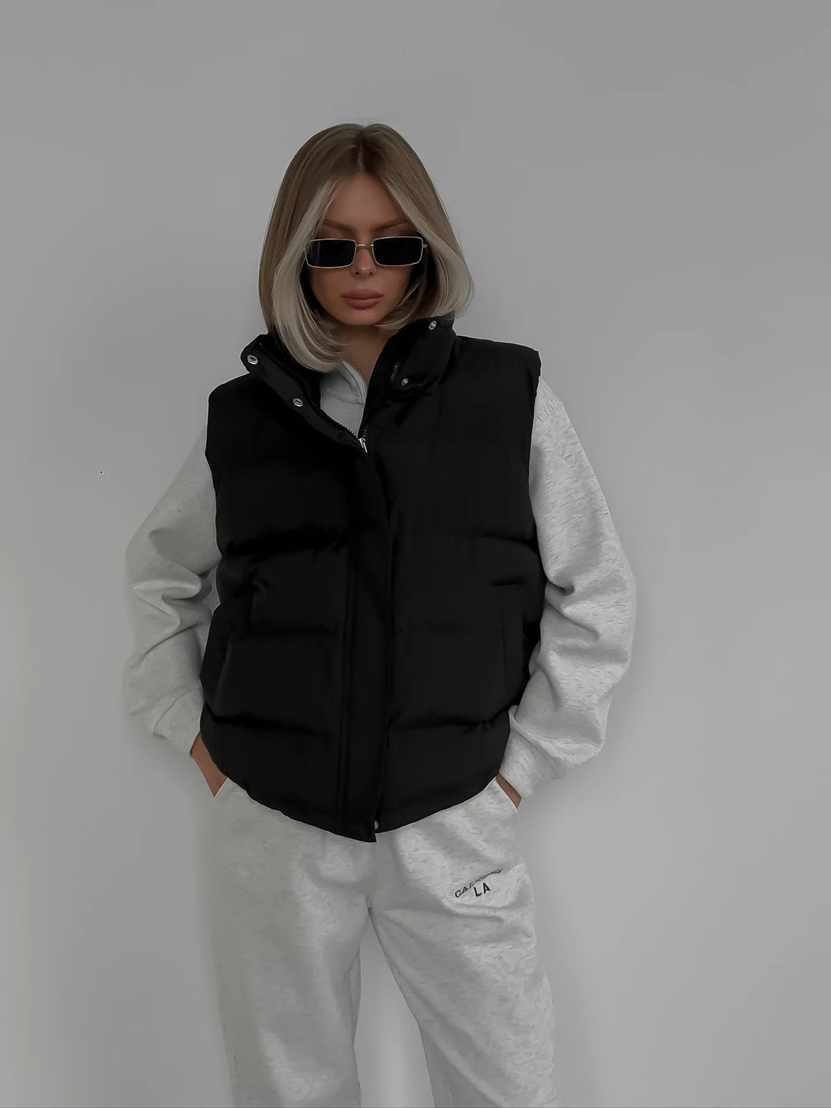 Sleeveless Hooded Down Cotton Jacket