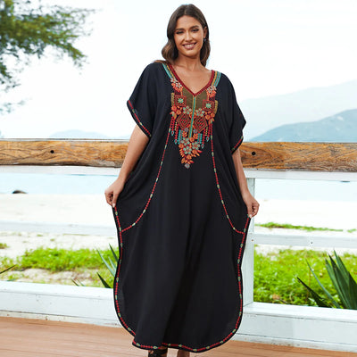 Embroidered Cotton Beach Robe