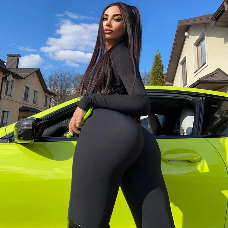 Tight Jumpsuit With Zipper With Dividing Lines