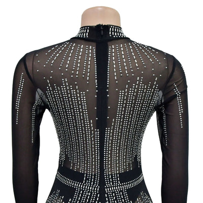 Mesh Hot Diamond Long Dress