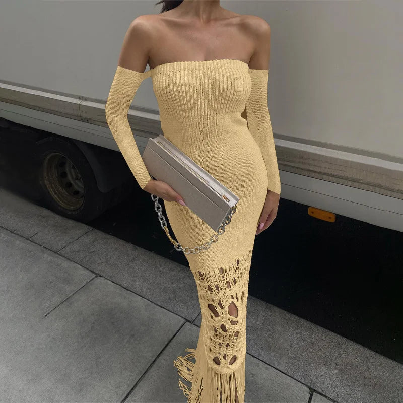 Off Shoulder Long Bodycon Dress