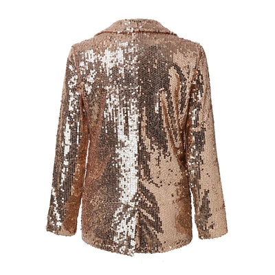 Long Sleeve Lapel Sequin Jacket