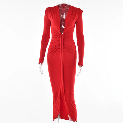 Summer Hot New Long Sleeved Waist Pleated Dress
