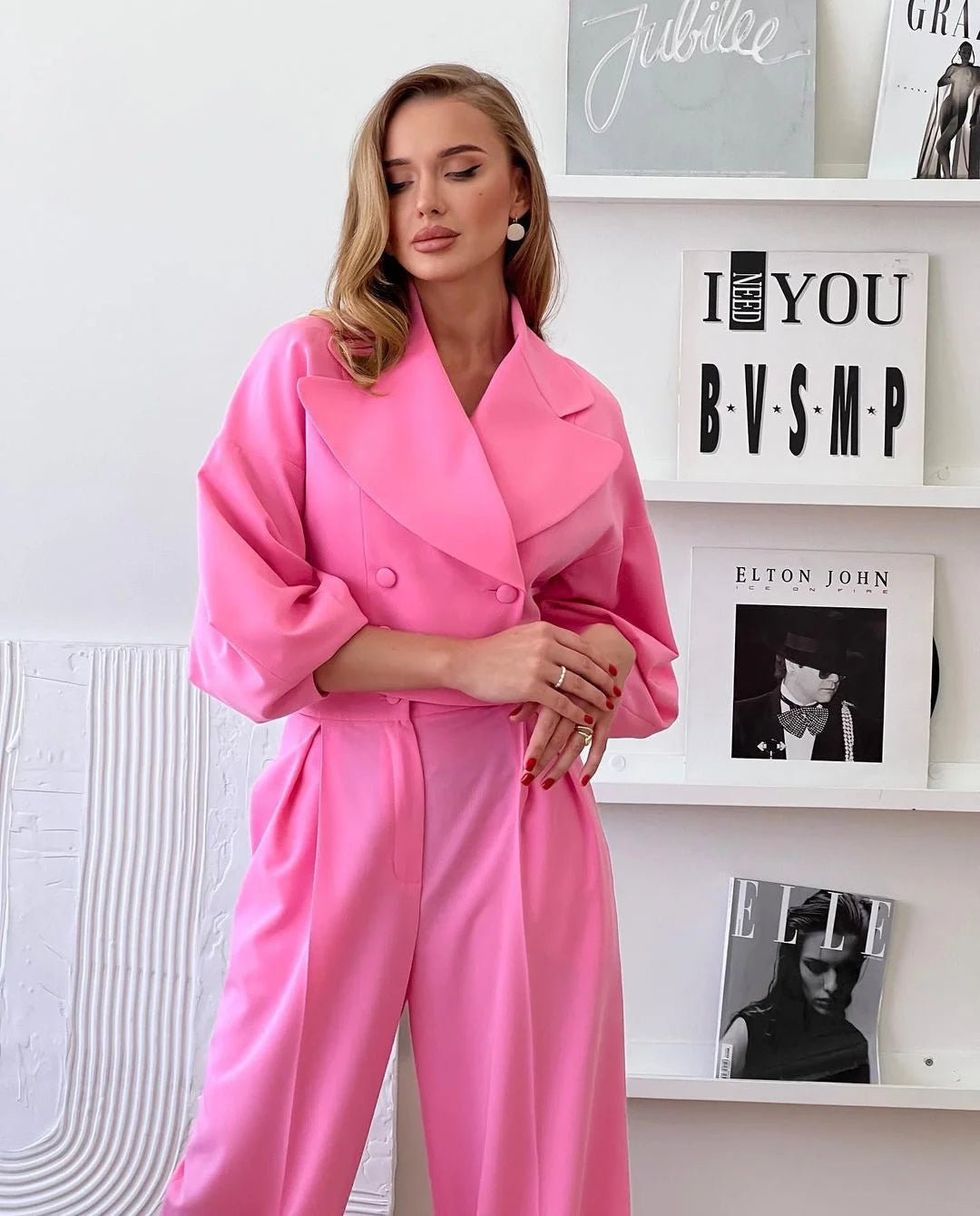 Solid Color Long Lapel Slim Suit