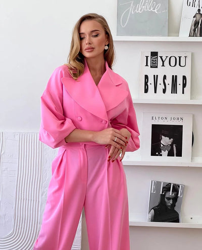 Solid Color Long Lapel Slim Suit