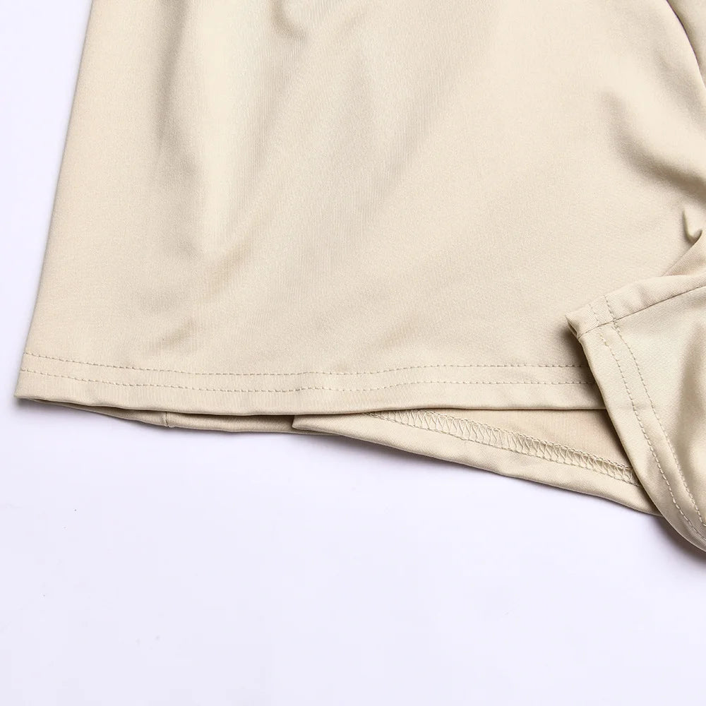 Tight Short Skirt One Piece Round Neck Short Sleeve Zipper Bottom Shirt