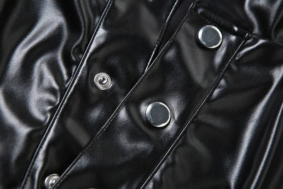 Fashion Stand Up Collar PU Leather Single Breasted Cardigan Jacket