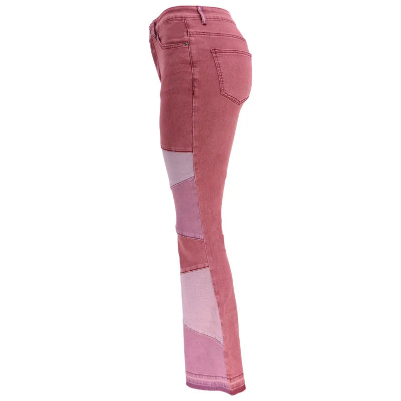 Women’s Jeans With Colorful Patch Wide Leg