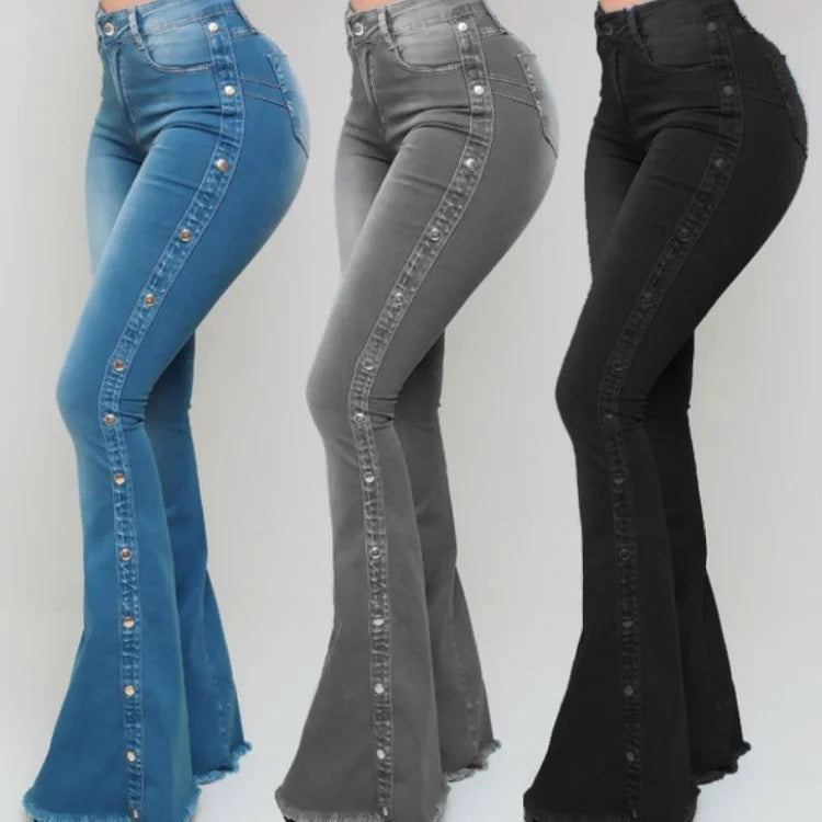 Burst High Waisted Stretch Bell Bottom Jeans