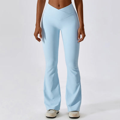 High Waist Cross Wide Leg Sports Flare Pants