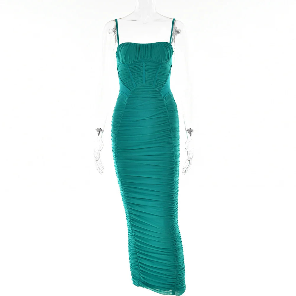 Backless Tight Waist Wrinkled Skirt