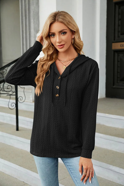 Sweater With Buttons And Hood