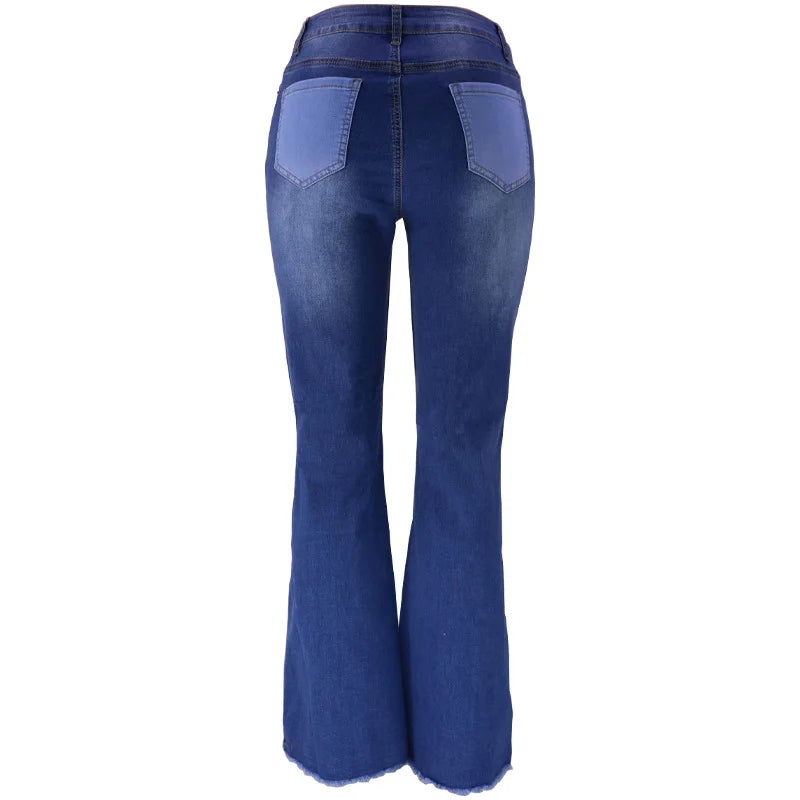 High Waist Washed Flare Jean