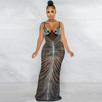 Chest Wrap Gauze Perspective Dress