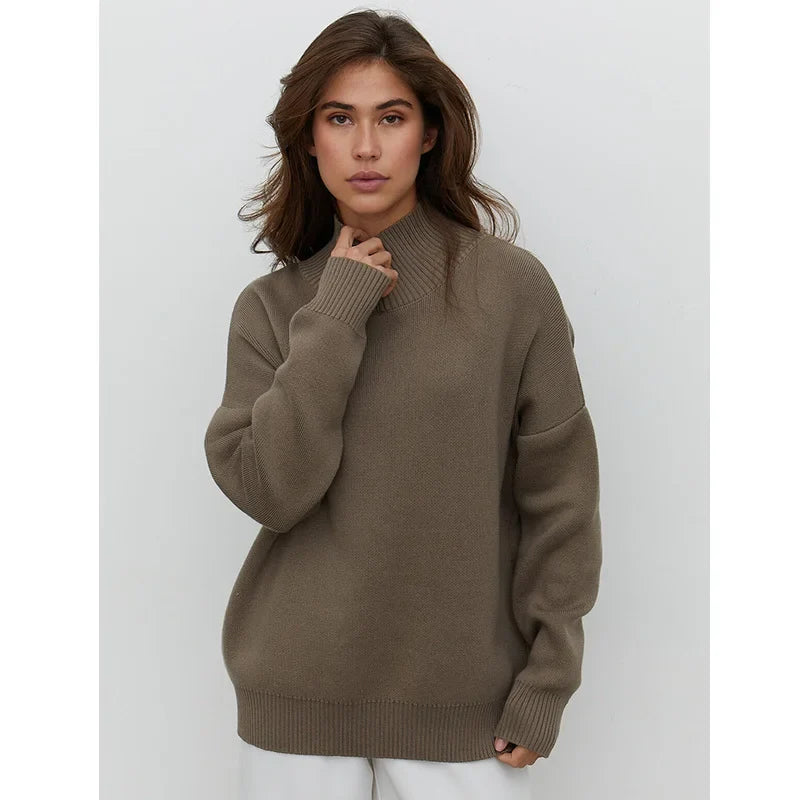 Trend With Loose Warm Semi Turtleneck Sweater