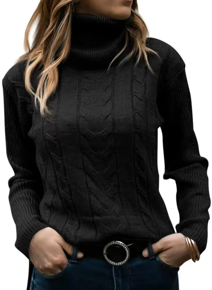 Pure Color Long Sleeve Turtleneck Sweater