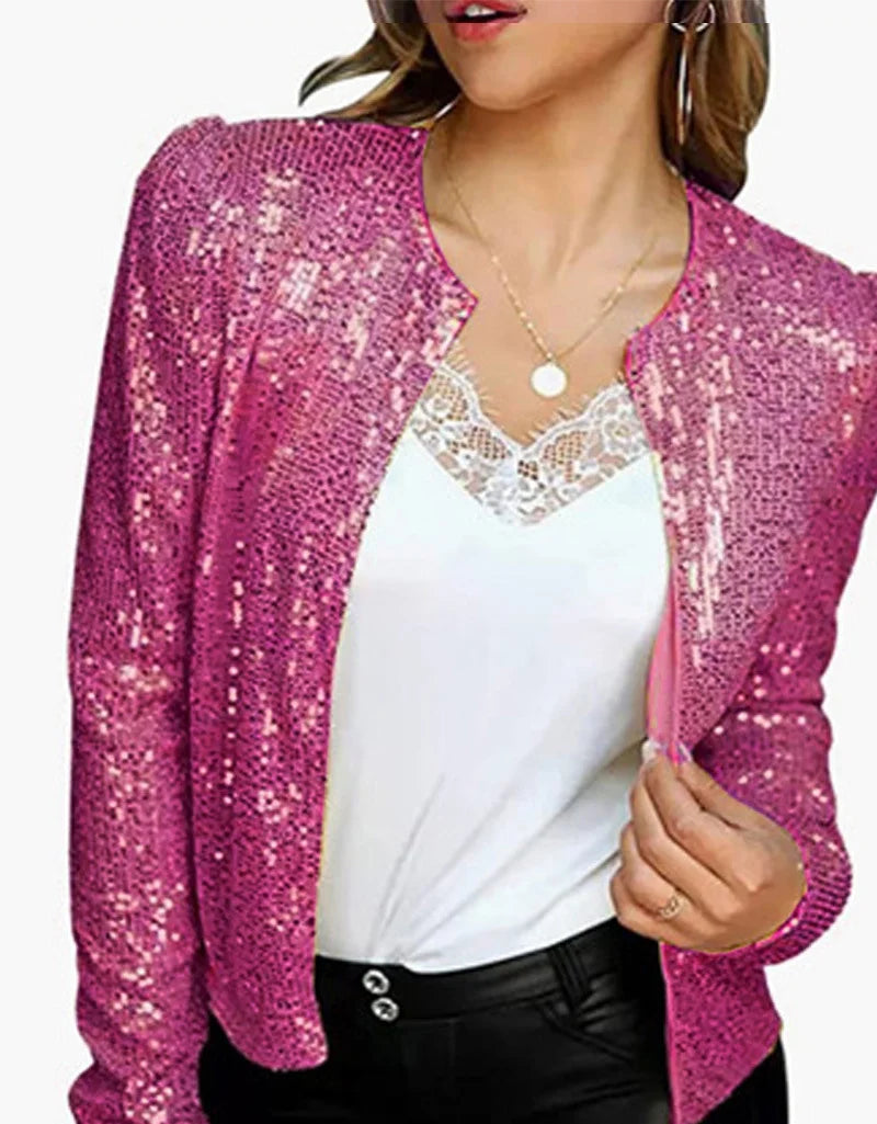 Solid Color Sequin Jacket