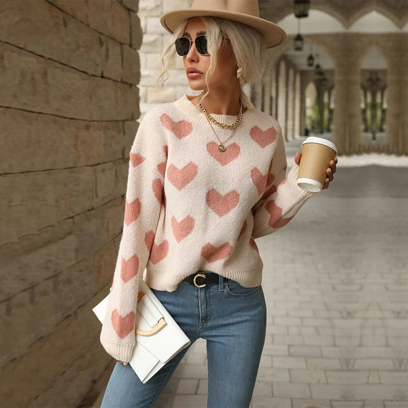Casual Love Long Sleeved Pink Sweater