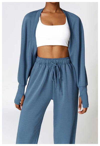 Knitted Cardigan With Bat Sleeves With Sports Jacket Running Sports