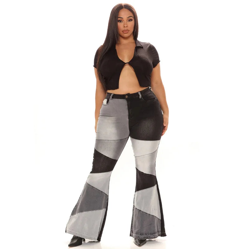 Women’s Jeans With Colorful Patch Wide Leg
