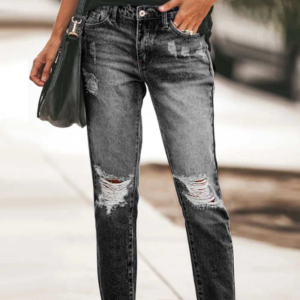 Denim Ripped Pants Slacks