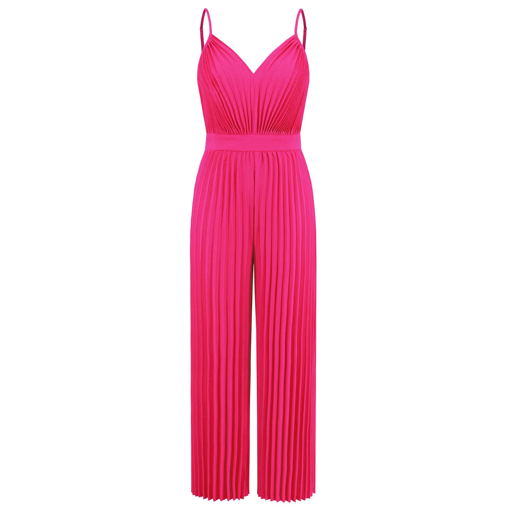 V Neck Sling Pleated One Piece Pants