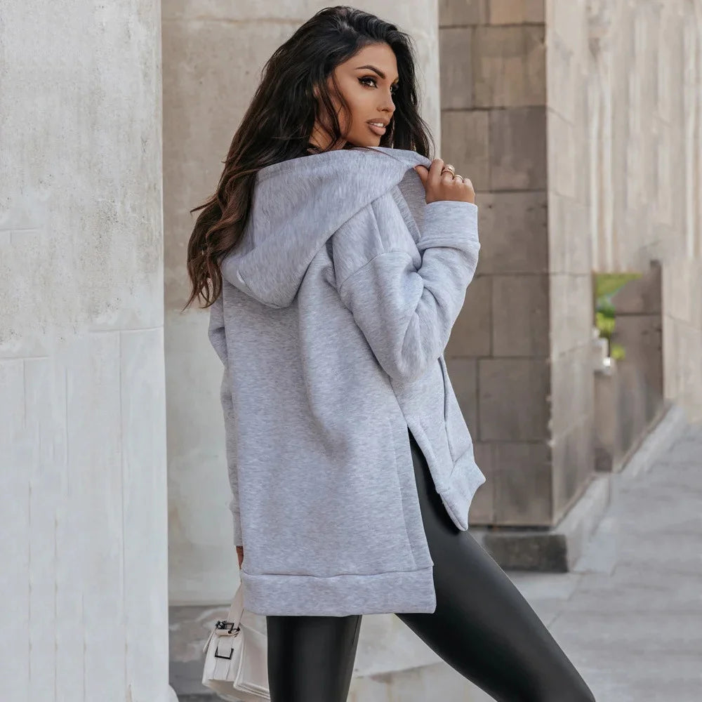 Sweater Zipper Loose Casual Pocket Zipper Hoodie Jacket