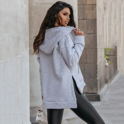 Sweater Zipper Loose Casual Pocket Zipper Hoodie Jacket