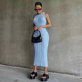 Fashion Casual Knitted Sleeveless Crew Neck Dress For Women