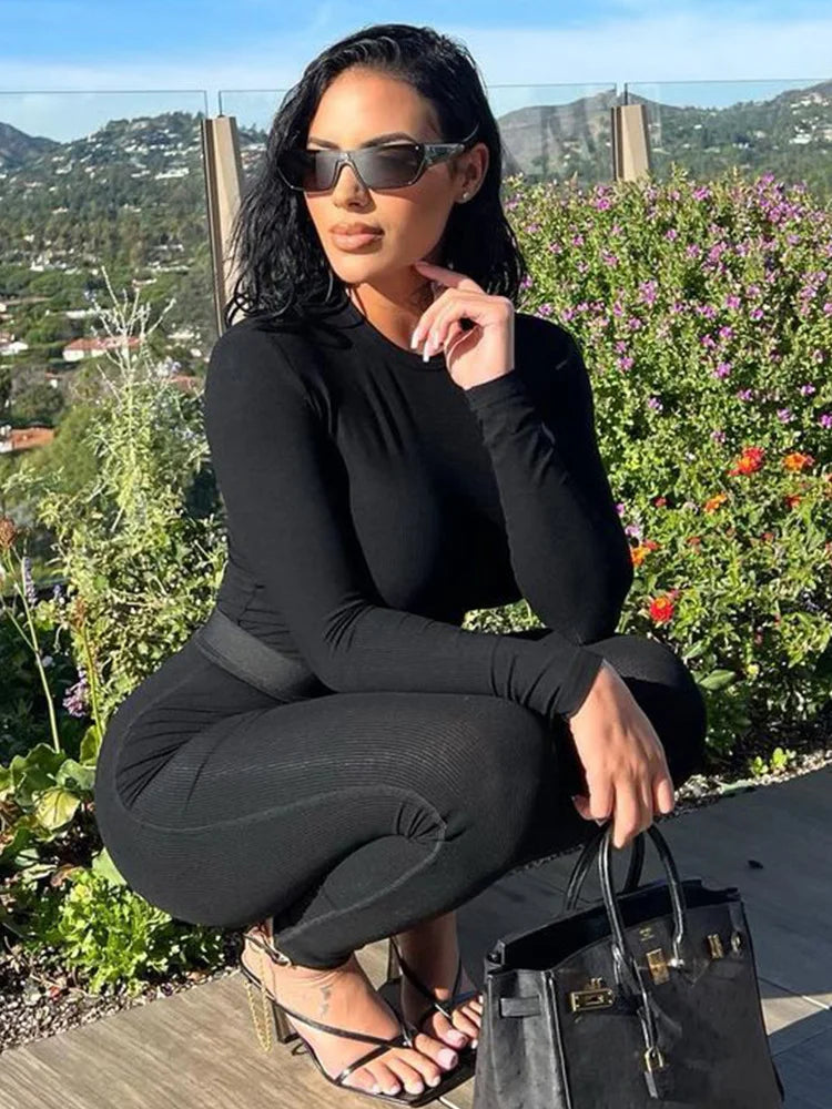 Long Sleeve Top And Tight Leggings Set