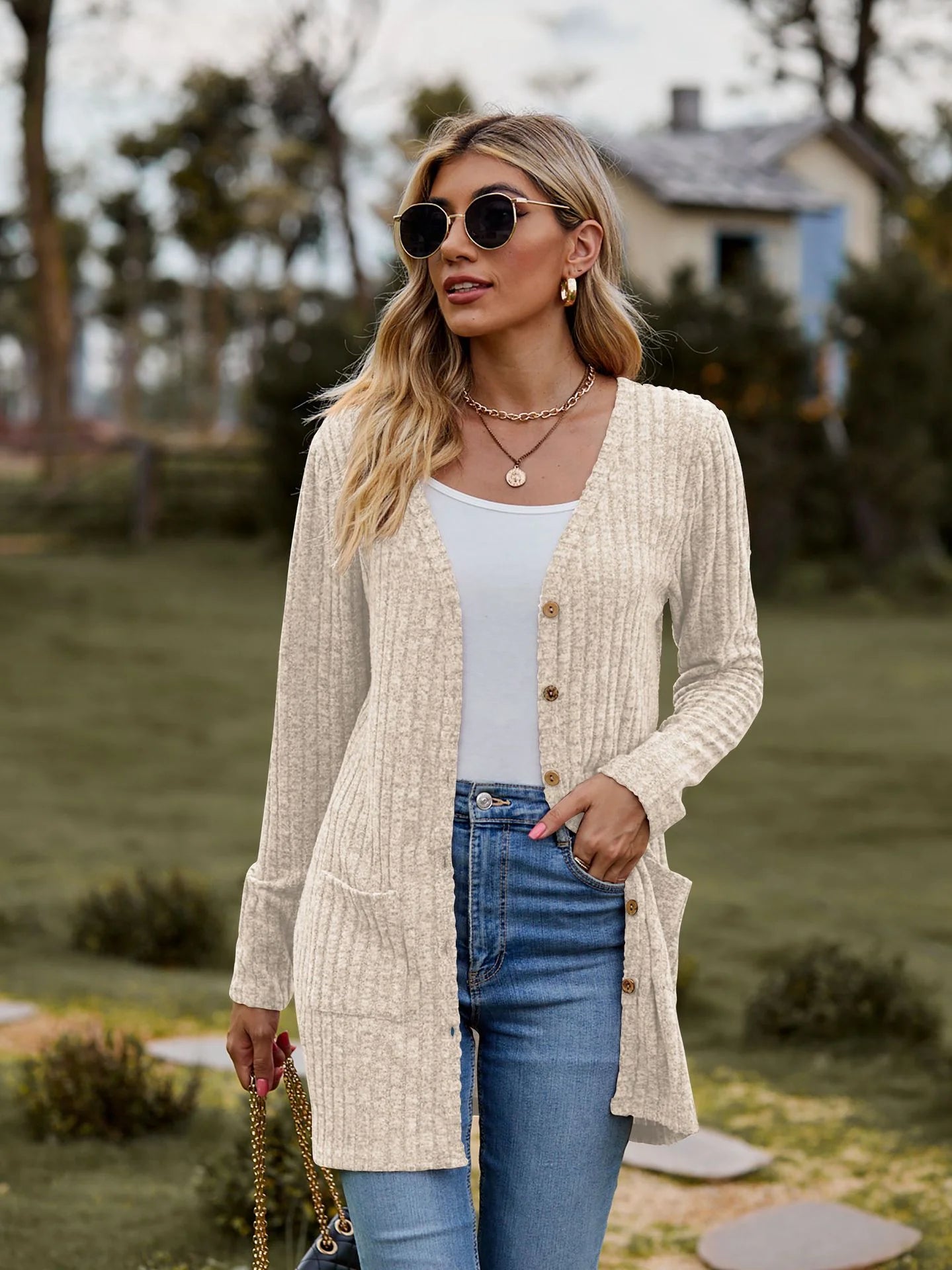 Striped Long Sleeve Cardigan