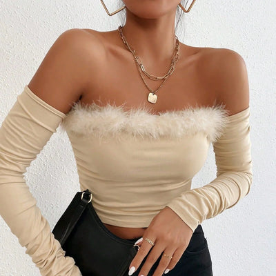 Long Sleeve Top with Straight Neckline