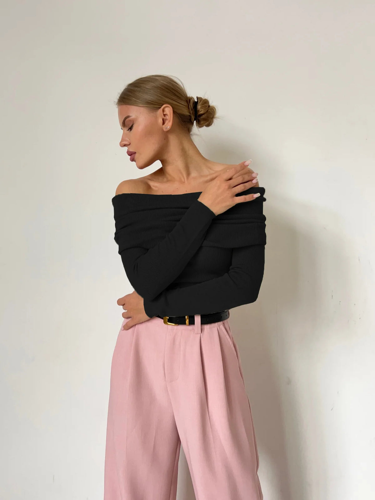 Boat Neck Knitted Sweater