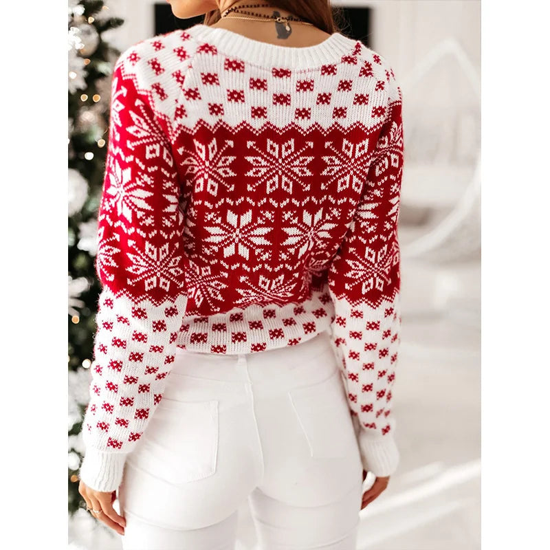 Round Neck Pullover Long Sleeved Christmas Sweater