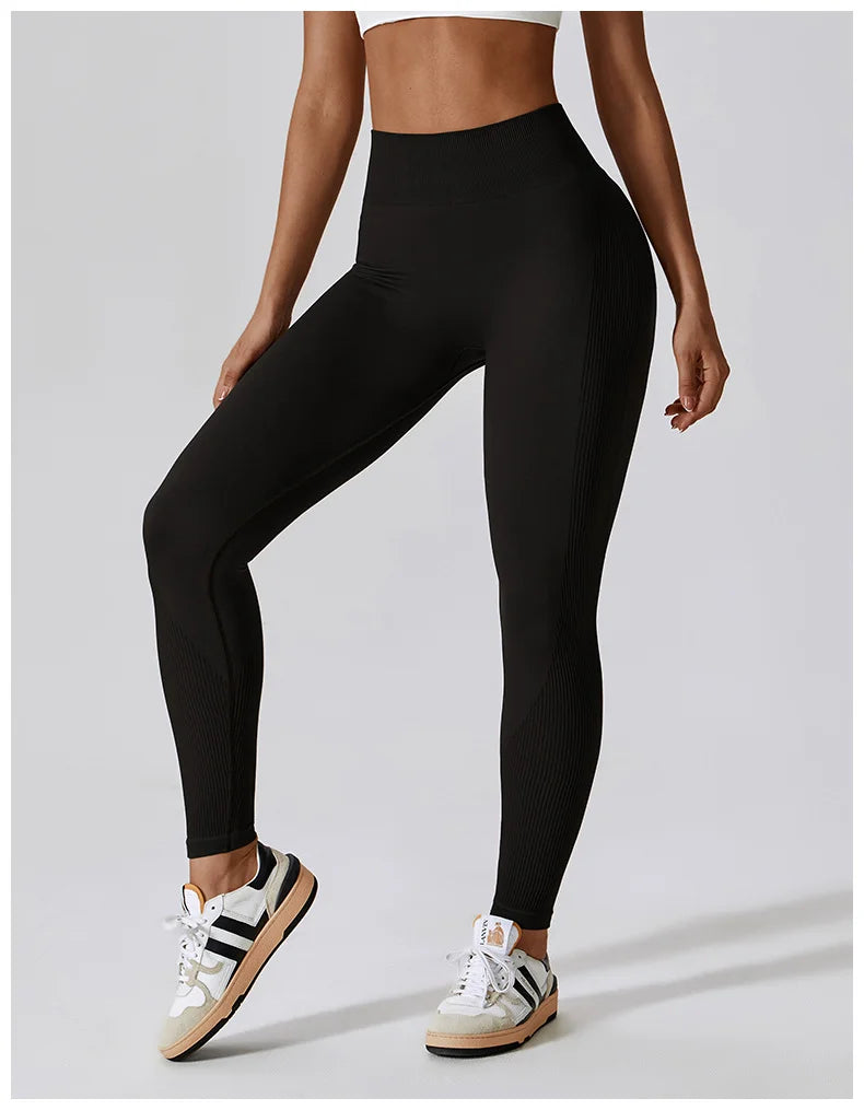 Seamless High Waist Sports Pants with Quick-Drying Hip Enhancer