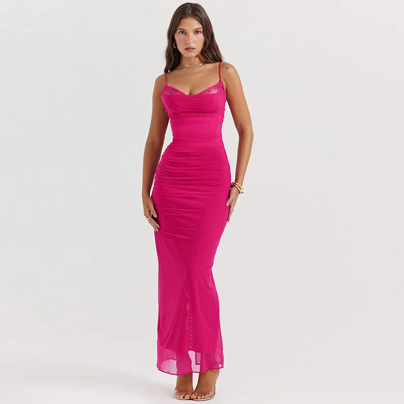 Lace Mesh Strap Dress