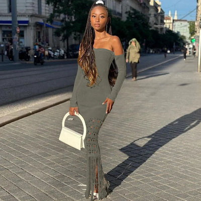 Off Shoulder Long Bodycon Dress
