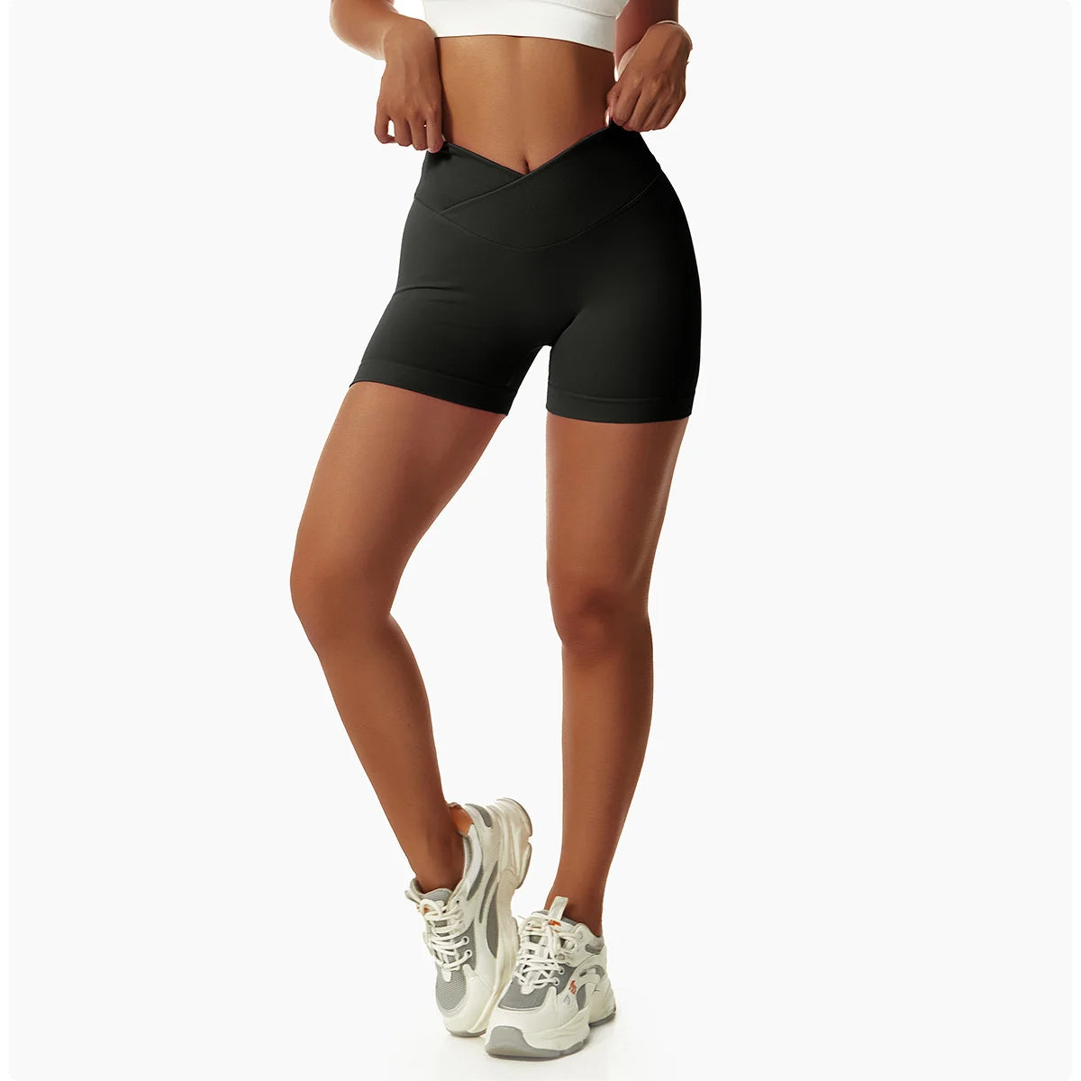 High Waist Running Gym Shorts Tight Fit Seamless Gym Shorts