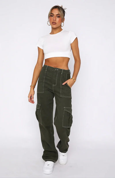 Pants Straight Multi Pocket Cargo Pants