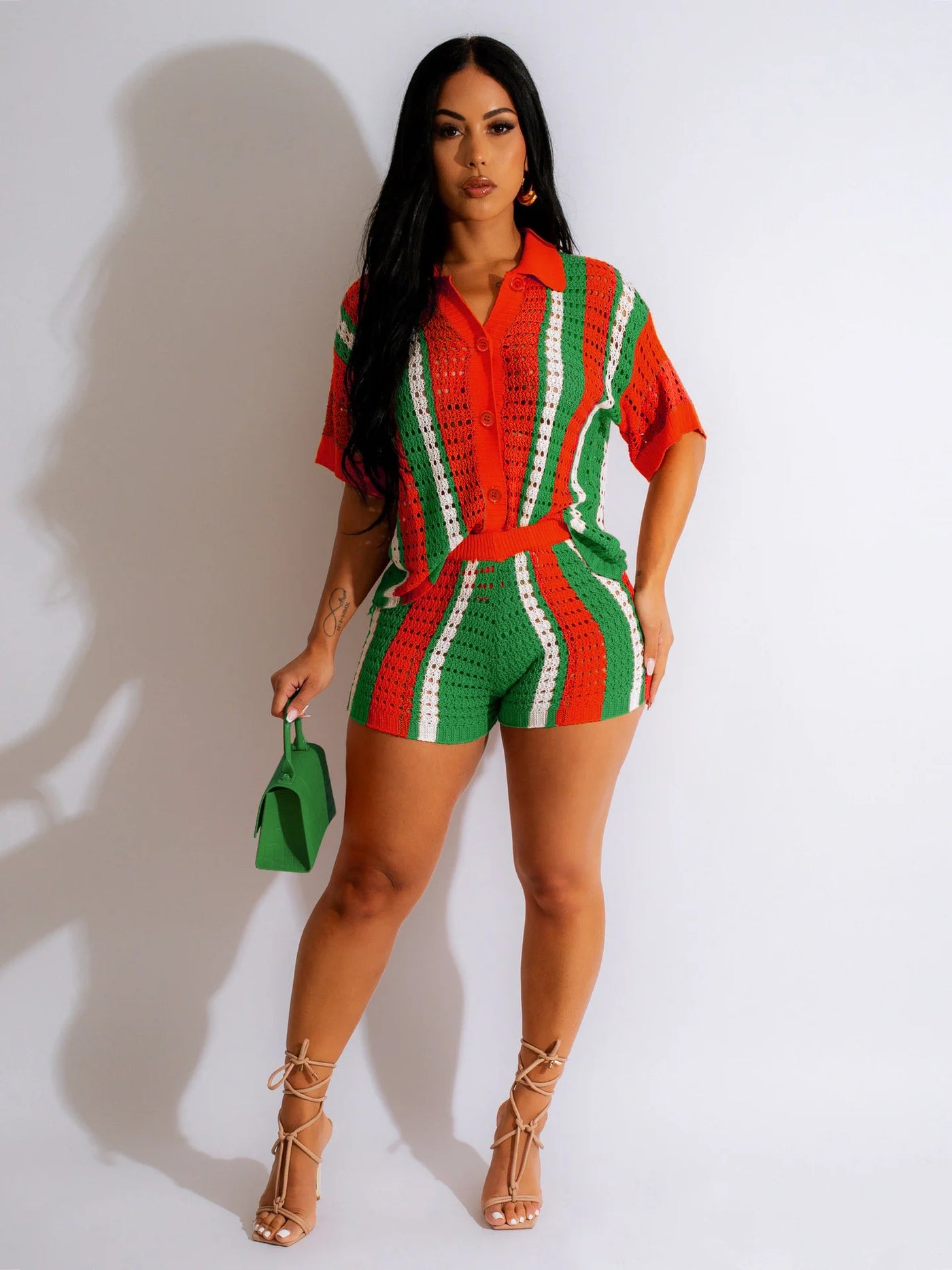 Crochet Set With Wide Top And Shorts