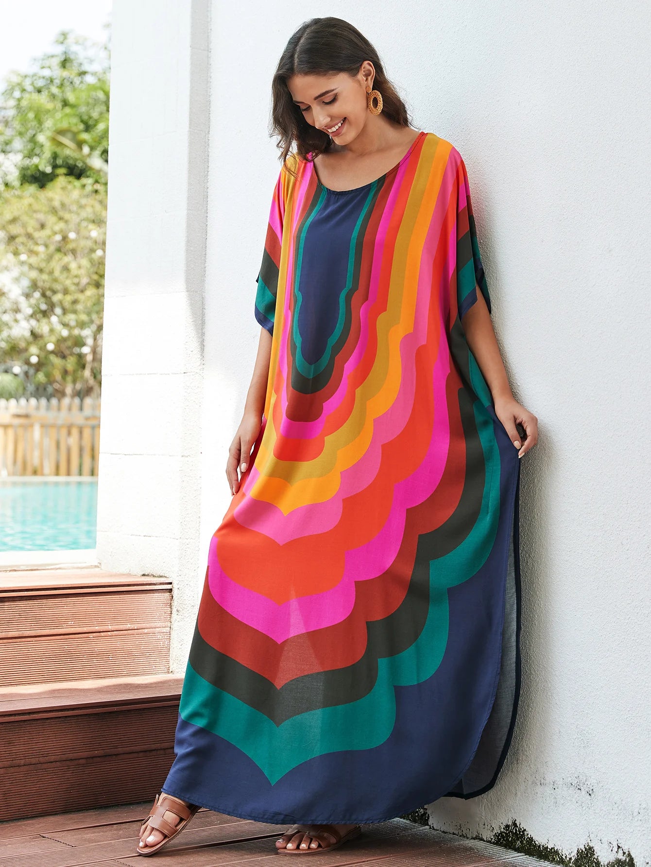 Multicolored Cotton Printed Beach Robe