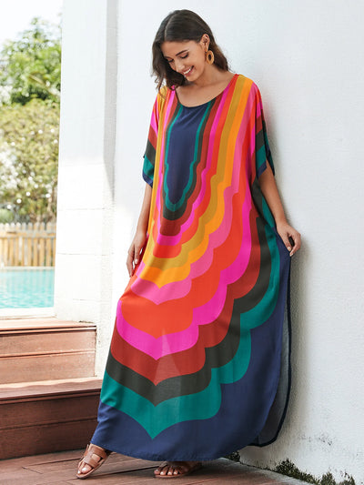 Multicolored Cotton Printed Beach Robe