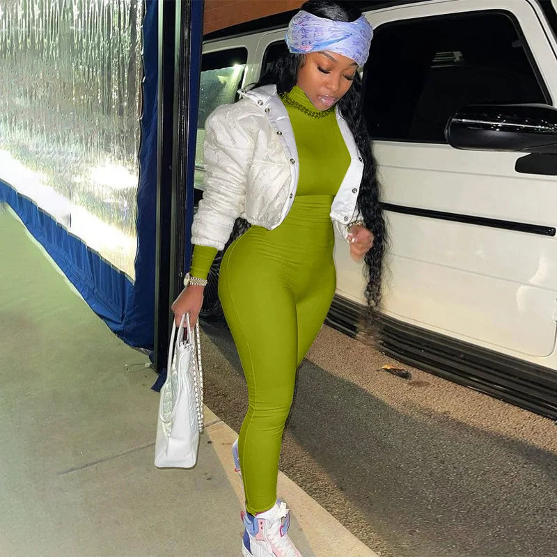 Solid Color Tight Fitting Sports And Fitness Jumpsuit