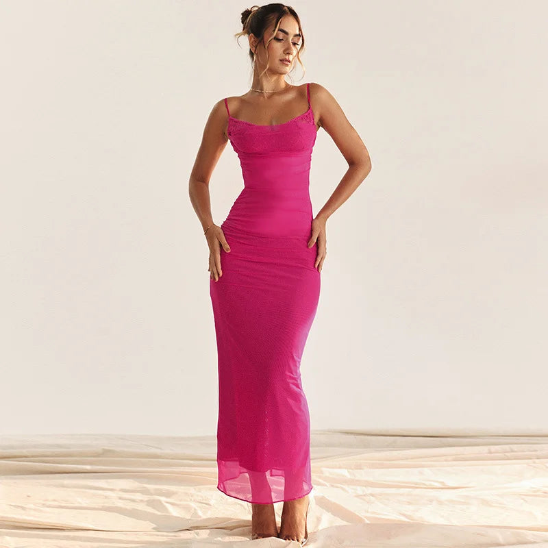 Lace Mesh Strap Dress